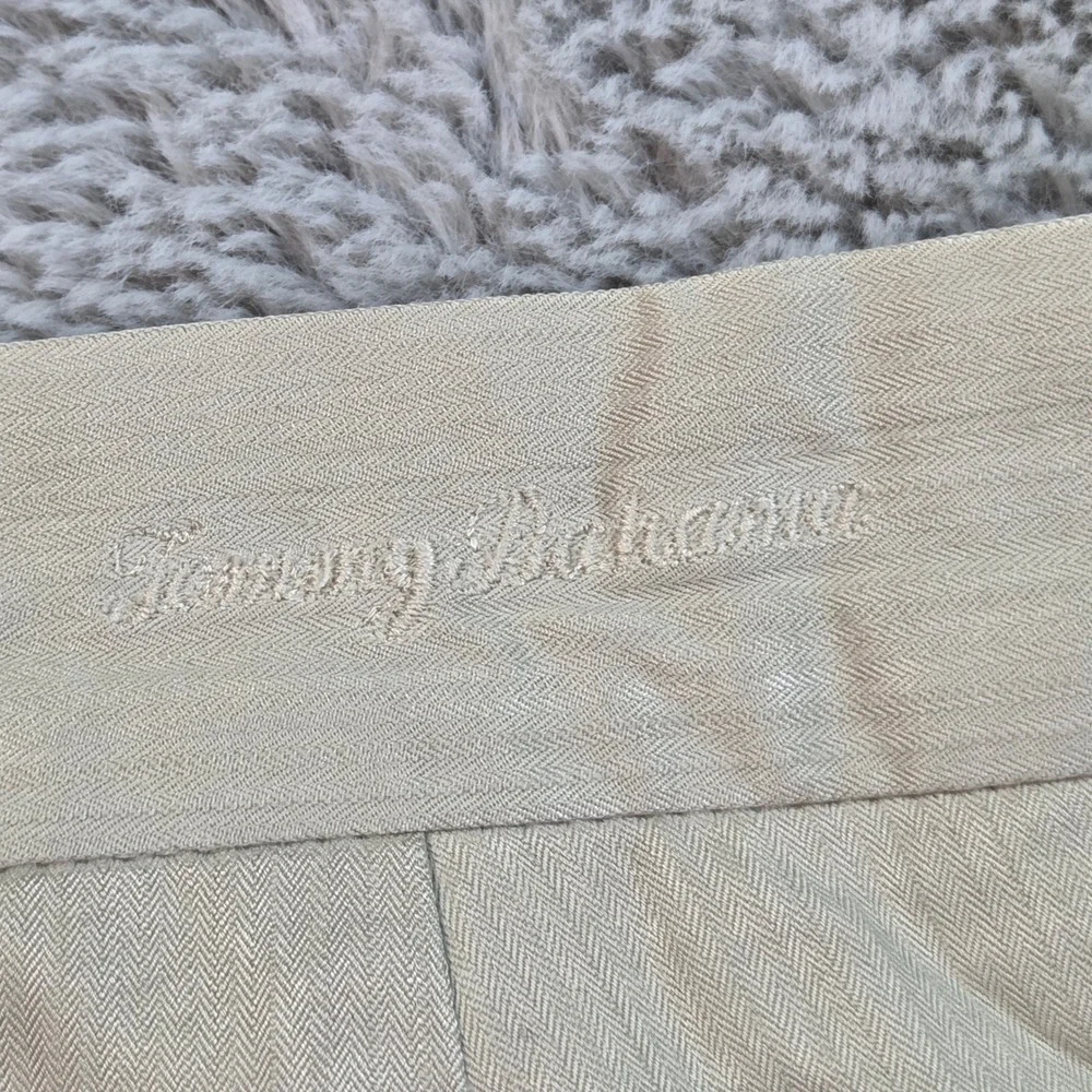 Tommy Bahama Silk Pleated Shorts‎ Mens 34 Herringbone Texture Casual Dressy Tan